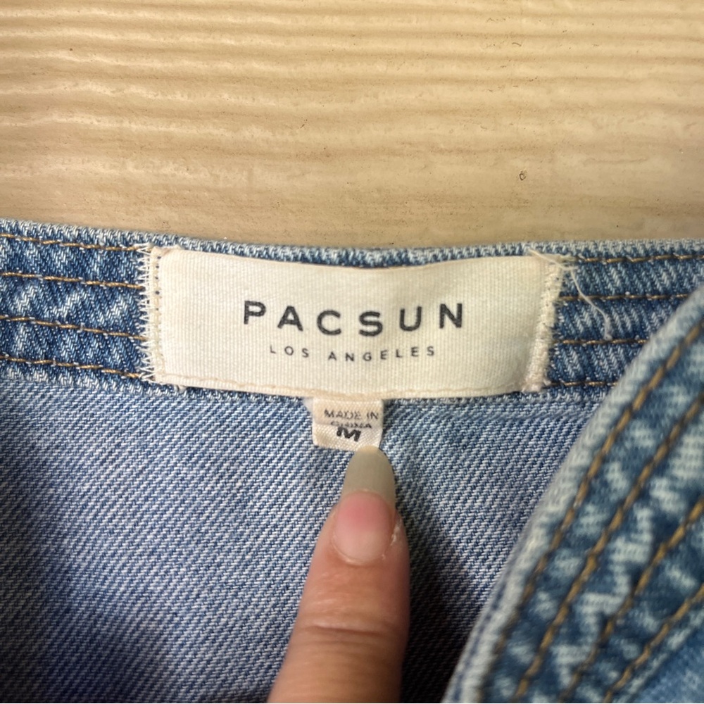 PacSun Denim Mini Dress 100% Cotton Button Down Jeans Dress Medium - Picture 4 of 9